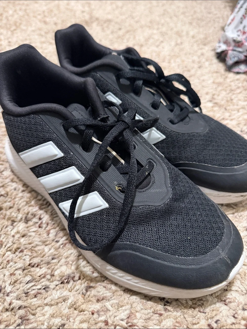 Kids adidas Black Athletic Sneakers with White Accents